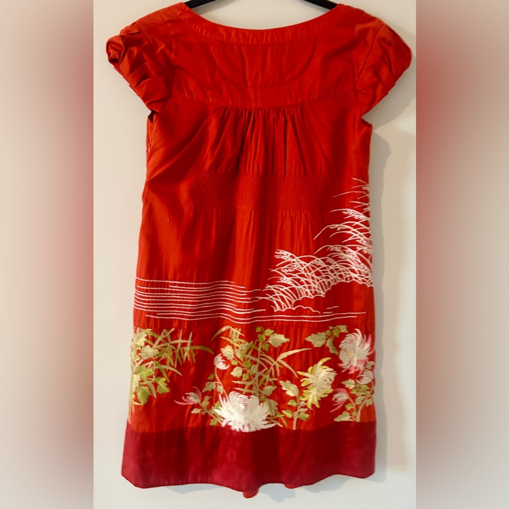 Anthropologie Floreat Fire’s Path Exotic Floral Embroidered Cap Sleeve Dress Sz2 - Picture 9 of 14